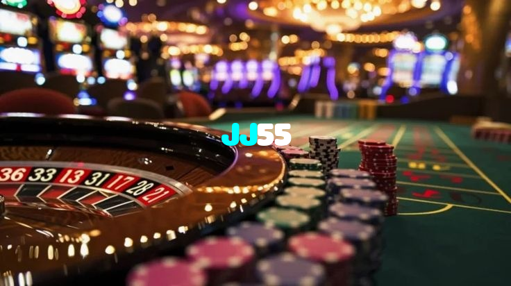 JJ55 casino presented on mobile device in Pakistan with slots and live games